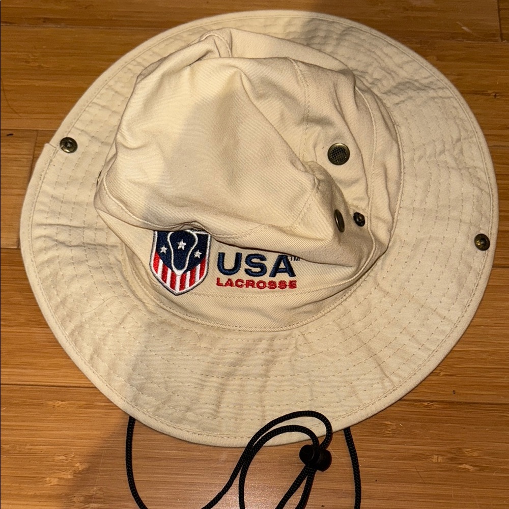 USA Lacrosse Beige Bucket Hat